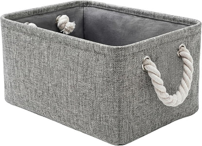 TheWarmHome Storage Bins - Grey Fabric Organizing Baskets | 11.8x7.9x5.2 Inch Closet Cubes