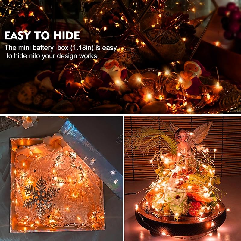 AIKEI 48 Pack LED Fairy Lights Battery Operated, 7ft 20 LEDs Waterproof String Lights Orange - Variation Orange+48 Pack