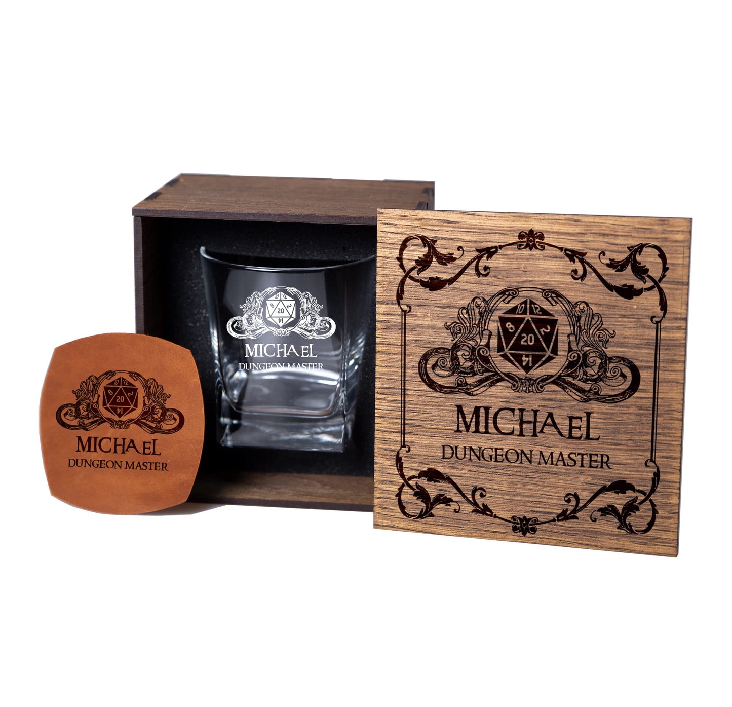 Game Master Gift Idea - Role Game Style Whisky Glass with Gift Box - Presents for Him (Dungeon Master)