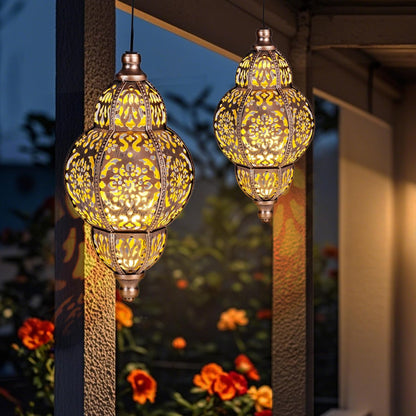 Skiennix Solar Lanterns - Outdoor Garden Decor with Moroccan Chandelier Design | Perfect for Patios & Gazebos