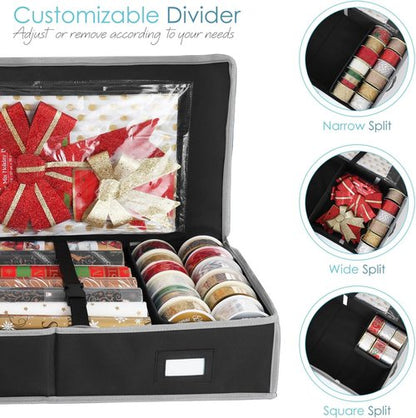 Hearth & Harbor Wrapping Paper Storage Container - Tear-Proof Organizer with Interior Pockets | Holds Up to 22 Rolls