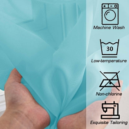 OWENIE Aqua Sheer Curtains for Bedroom Living Room 90 Inches Long, Elegant Solid Light Filtering Window Curtain Panles, Modern Rod Pocket Aqua Curtain, 2Pcs, Each 42" W x 90" L