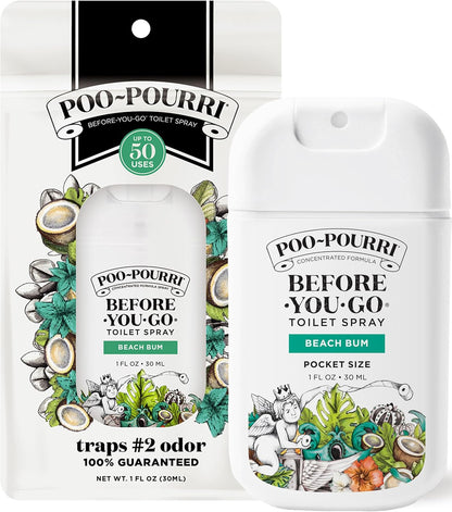 Poo-Pourri Pocket Toilet Spray - Travel Essential for On-The-Go Odor Control | Beach Bum, 1 Fl Oz, TSA Approved