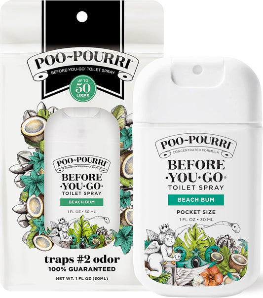 Poo-Pourri Pocket Toilet Spray - Travel Essential for On-The-Go Odor Control | Beach Bum, 1 Fl Oz, TSA Approved