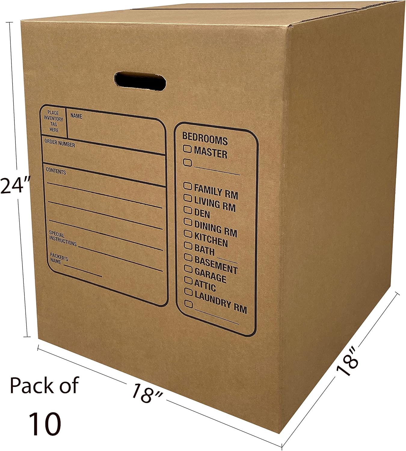 Uboxes Moving Boxes - Premium Large with Handles | 18 x 18 x 24 Inches, Brown