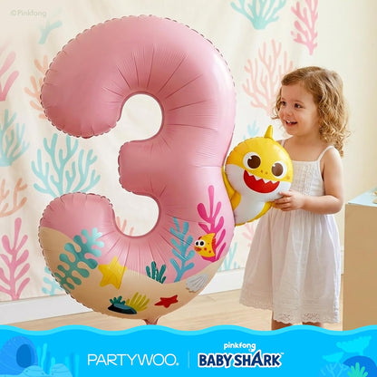 PartyWoo Pink Foil Number 3 Balloon - 40 Inch Mylar Helium Birthday Decoration for Kids' Parties