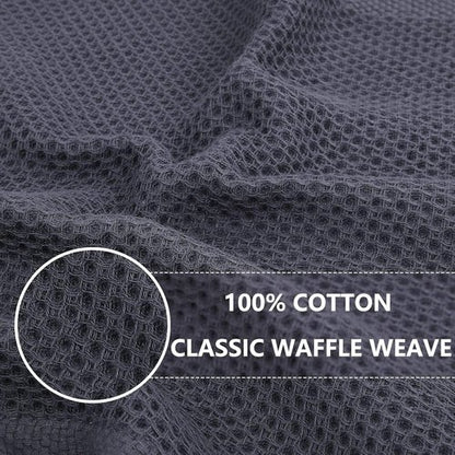 Homaxy Kitchen Dish Towels - 100% Cotton Waffle Weave, Ultra Soft & Absorbent, 13 x 28 Inches, 12-Pack | Dark Grey