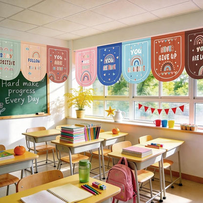 8 Pack Welcome Classroom Curtains - Velvet Panels 23.6 x 31.5 in