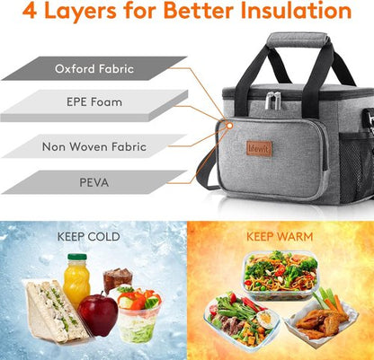 Lifewit Insulated Lunch Bag - Soft Cooler Tote for Adults | Gray, 12-Can Capacity (9L)