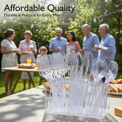 Regine Switzerland Clear Heavy Duty Plastic Forks - Elegant Disposable Cutlery Set | 300 Count