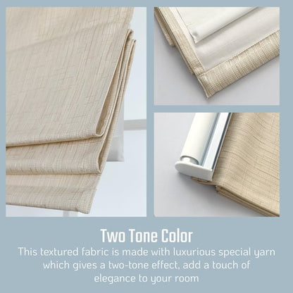 Everyday Celebration 100% Blackout Cordless Roman Shades - Thermal Insulated Window Blinds for Indoor Use, Vanilla, 36” W x 64” H