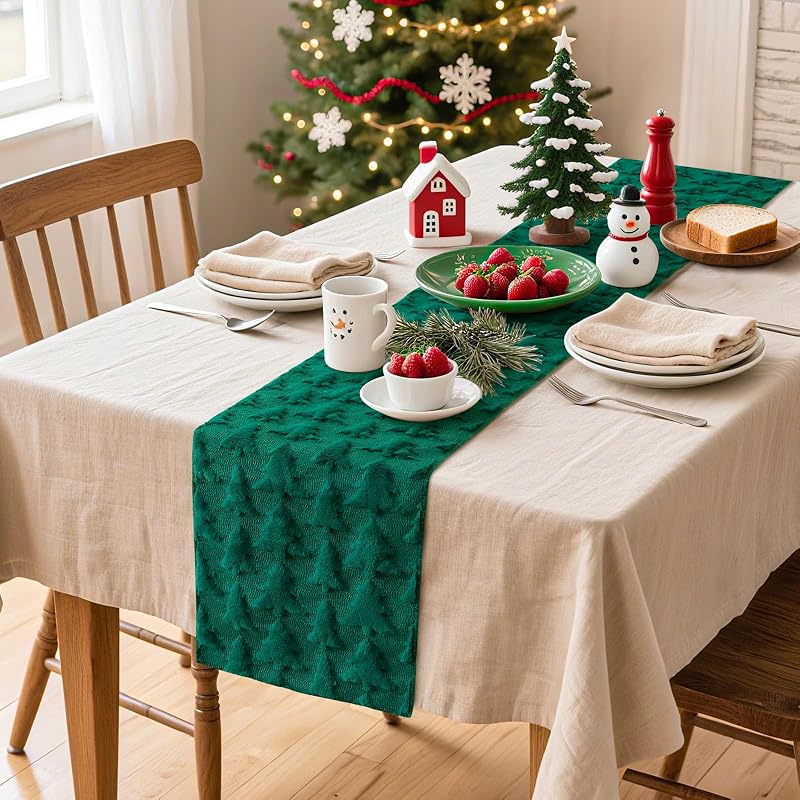 Artscope Christmas Tree Table Runner 13x72 Inches - Green (Variation: Green Tree+13" x 72")