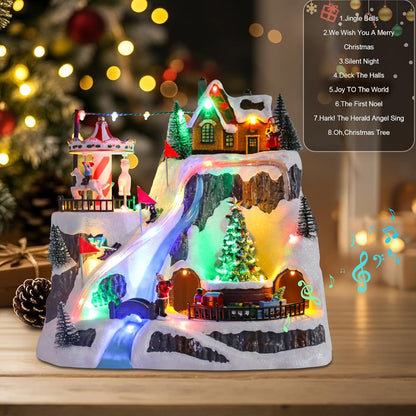 Wonder Garden Christmas Village Houses - Lighted Musical Ski Resort with Moving Train & Carousel | Collectible Indoor Decor