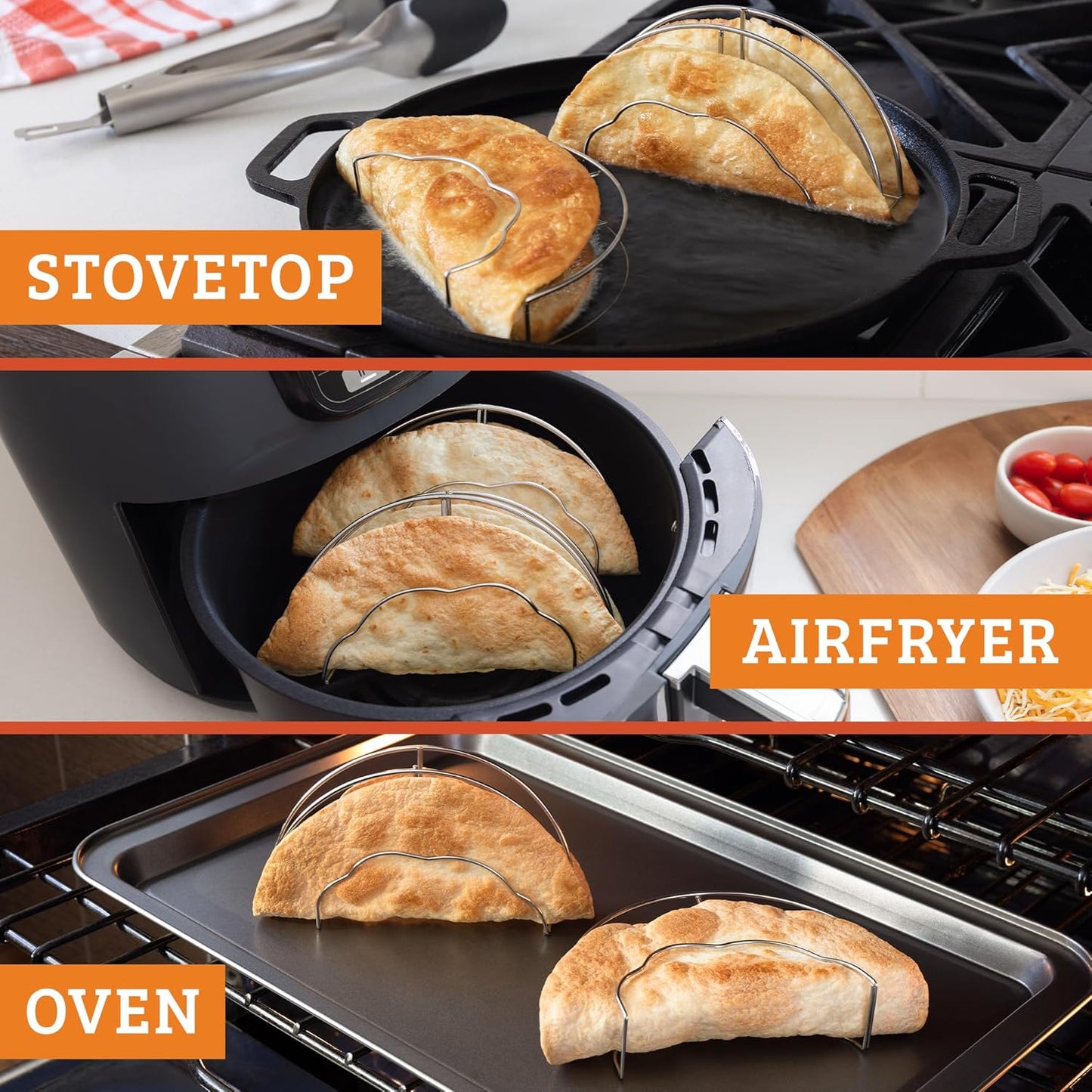 Skiennix Taco Shell Molder & Maker - Stainless Steel Reusable Tool for Oven & Air Fryer | 6-8 Inch