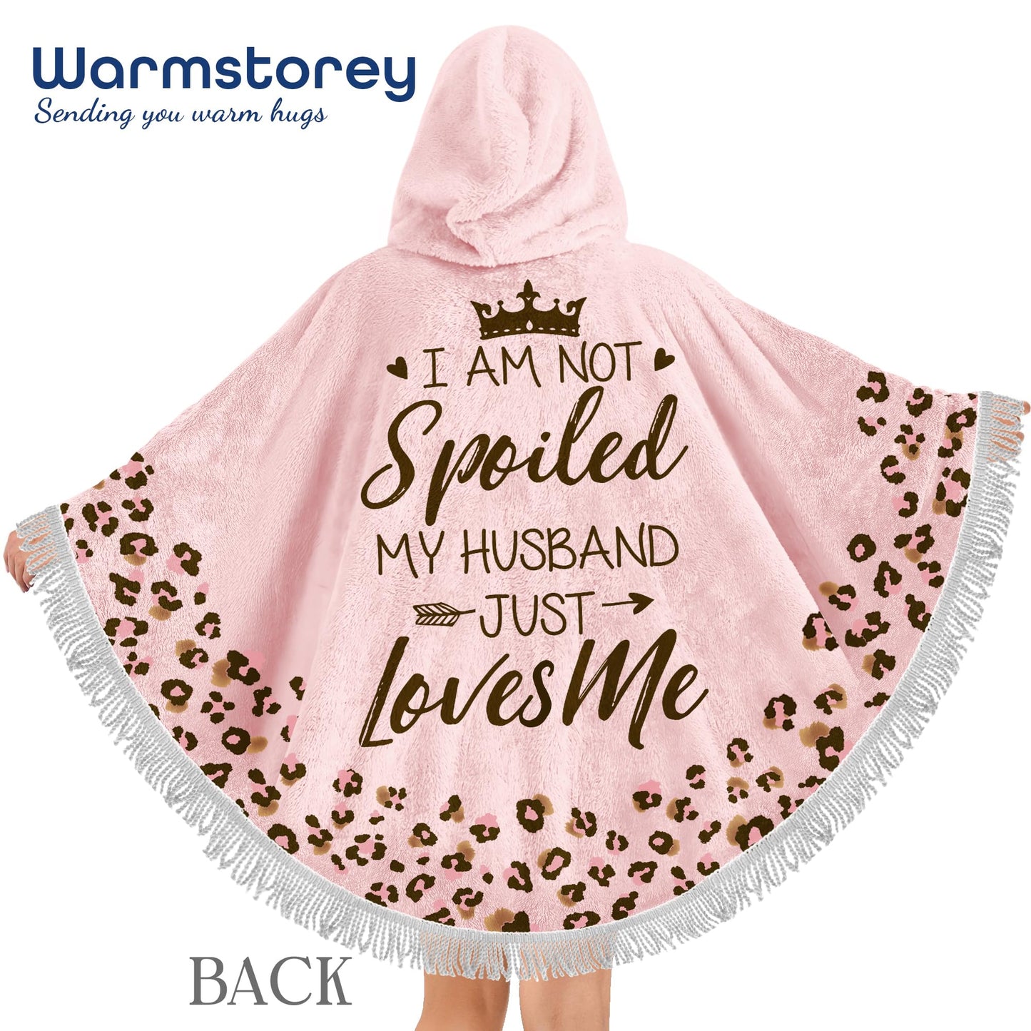 Warmstorey Mothers Day, Birthday Gift for Wife – Spoiled Wife Wearable Blanket Hoodie, Cozy Gift from Husband, Birthday Gift Ideas, Anniversary Present, Comfortable Wife Poncho for Mothers Day