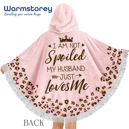 Warmstorey Mothers Day, Birthday Gift for Wife – Spoiled Wife Wearable Blanket Hoodie, Cozy Gift from Husband, Birthday Gift Ideas, Anniversary Present, Comfortable Wife Poncho for Mothers Day