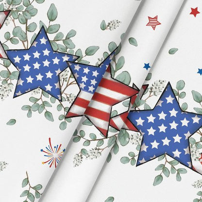 Horaldaily Patriotic Tablecloth - 60x84 Inch Eucalyptus Star Design for 4th of July Celebrations