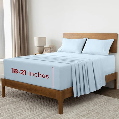 Mellanni Extra Deep Split King Sheets - 5 PC Iconic Collection Bedding - Hotel Luxury, Ultra Soft, Cooling Bed Sheets - Wrinkle, Fade, Stain Resistant (Split King, Aqua)