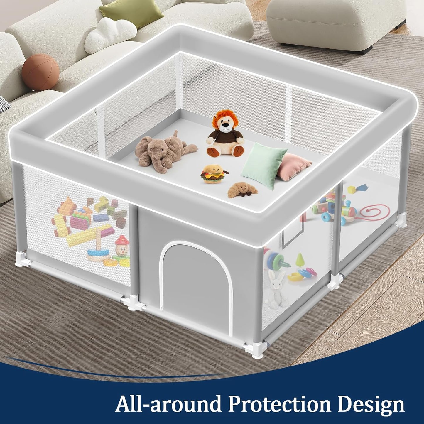 Skiennix Baby Playpen - 50x50 Inch Activity Center for Babies & Toddlers | Safe Play Area