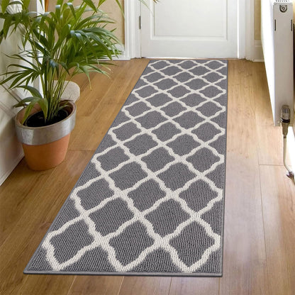 SHACOS Washable Runner Rug 20"x59" Dirt Trapping Non Slip Rubber Backing Rug Runner Floor Mats Carpet Runners for Entryway Hallway Kitchen Garage Laundry Room, Light Gray