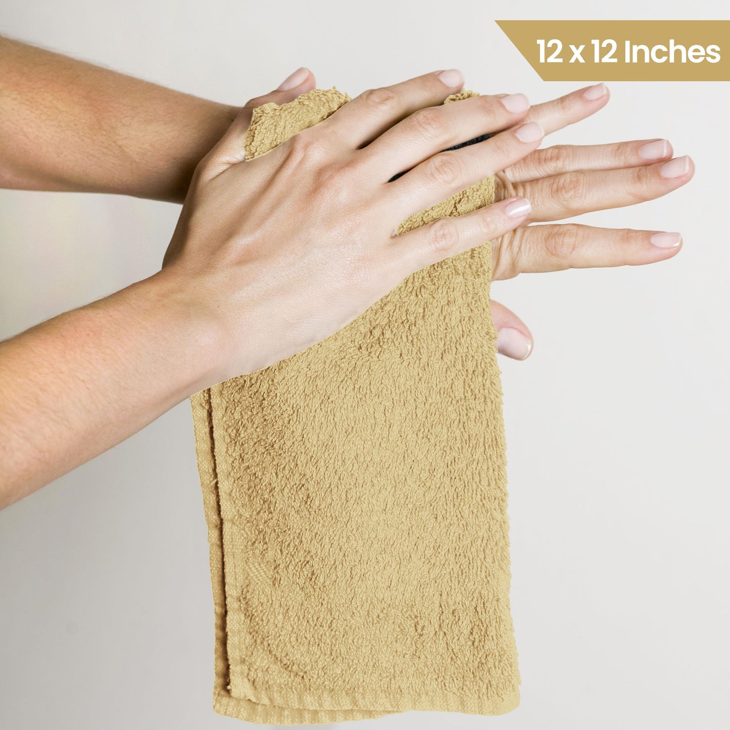 Utopia Towels 60 Pack Cotton Washcloths Set, 100% Ring Spun Cotton, Premium Flannel Face Cloths, Highly Absorbent and Soft Feel Fingertip Towels, Beige