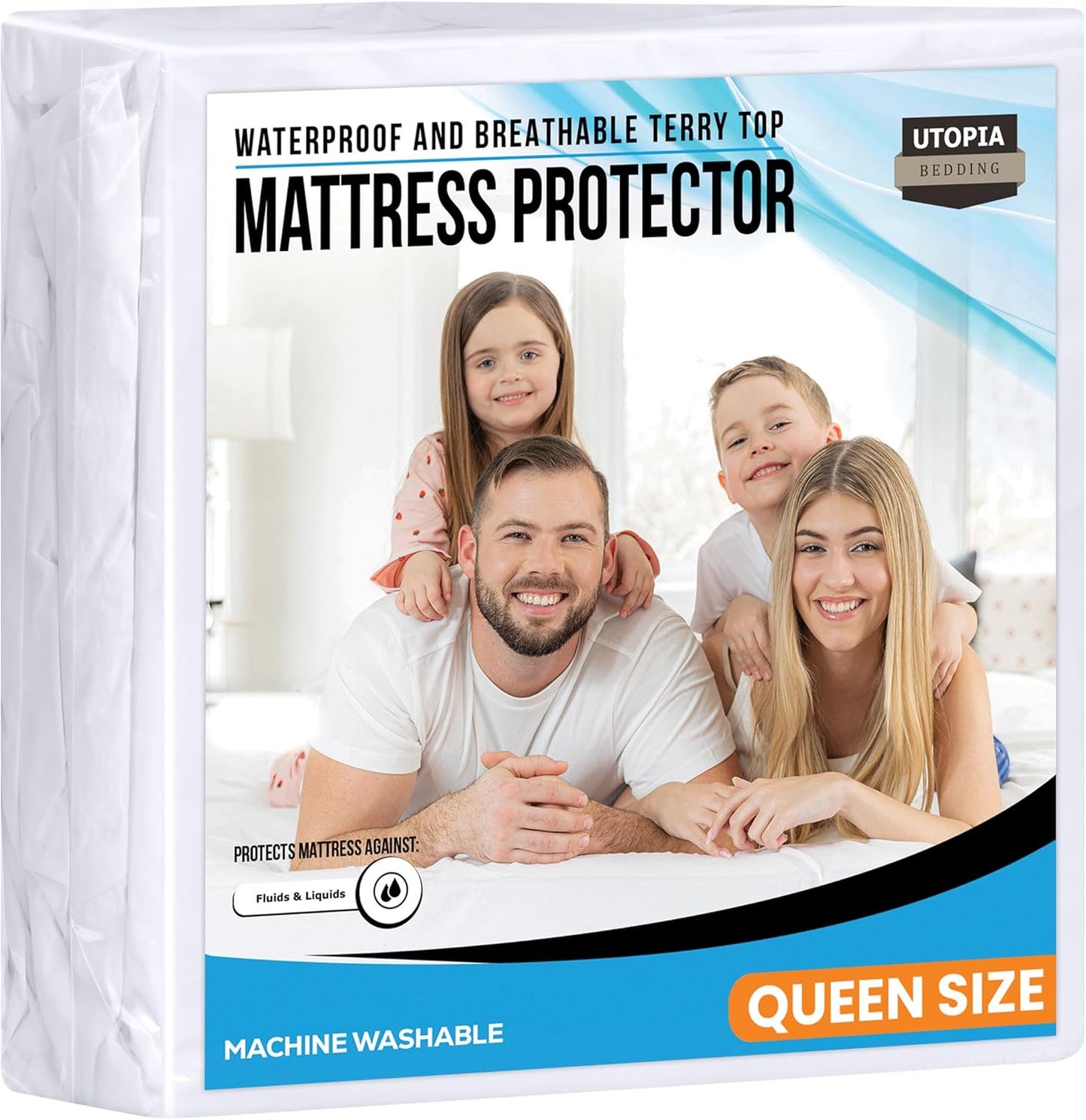 Utopia Bedding Queen Size Waterproof Mattress Protector - Premium 200 GSM Terry Cover | Soft & Breathable with Deep Pockets (White)