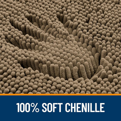 OLANLY Bathroom Runner Rugs - Extra Soft Chenille Bath Mats | Quick-Dry, Machine Washable, 47x20, Tan