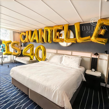 Skiennix Custom Gold Alphabet Balloons - 40 Inch Self-Inflating Mylar Letters for Birthday & Anniversary Decor