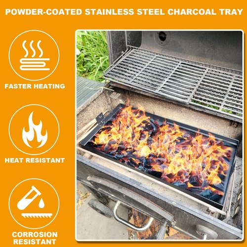 15-28 Inches Stretchable Charcoal Tray Replacement Parts for Chargriller PS9900 2190, 6500, 6800, 8500, Pit Boss Memphis I, Expert 24, High-Temperature Grill Charcoal Basket Pan for Smoke Hollow 47183T-21