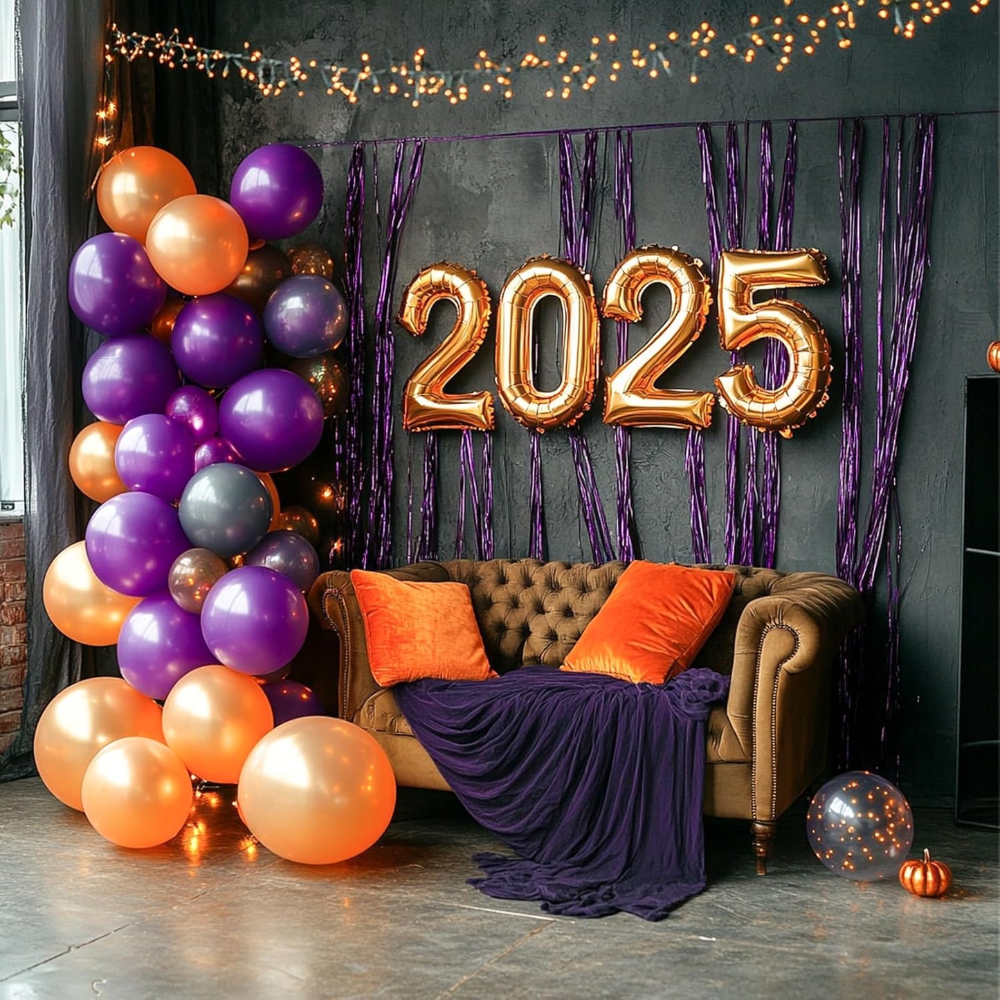 PartyWoo Purple Foil Fringe Curtain Backdrop - 2 Pack 3.3x6.6 Ft Metallic Streamers for Parties