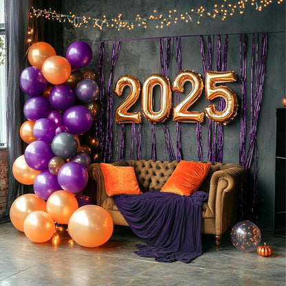 PartyWoo Foil Fringe Curtain - 3pcs 8.2ft Metallic Tinsel Streamers in Lavender for Party Decor