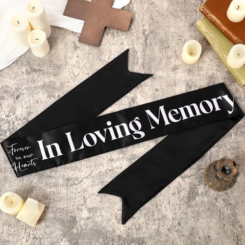 Fanfanwin Funeral Sash - Memorial Ribbon for Casket or Wreath | 58x4'' Black Celebration of Life