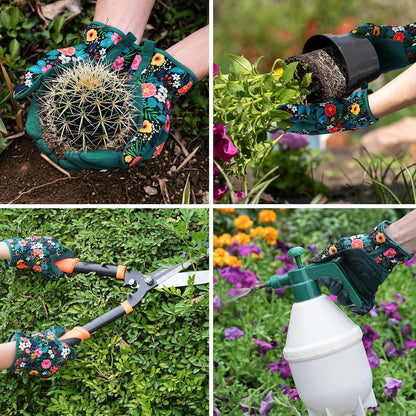 Trifabricy Gardening Gloves - Breathable Leather, Thorn-Proof & Puncture-Resistant | Women's Size