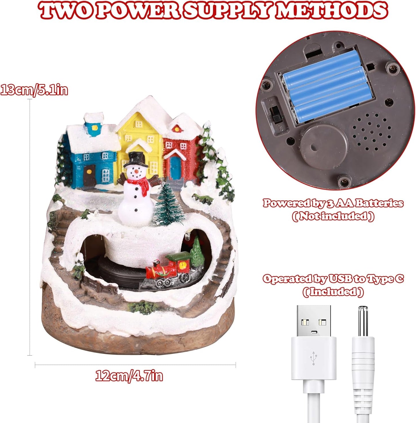 Regine Switzerland Musical Resin Snowman Figurines - LED Spinning Train Holiday Decor | Collectible Indoor Ornaments