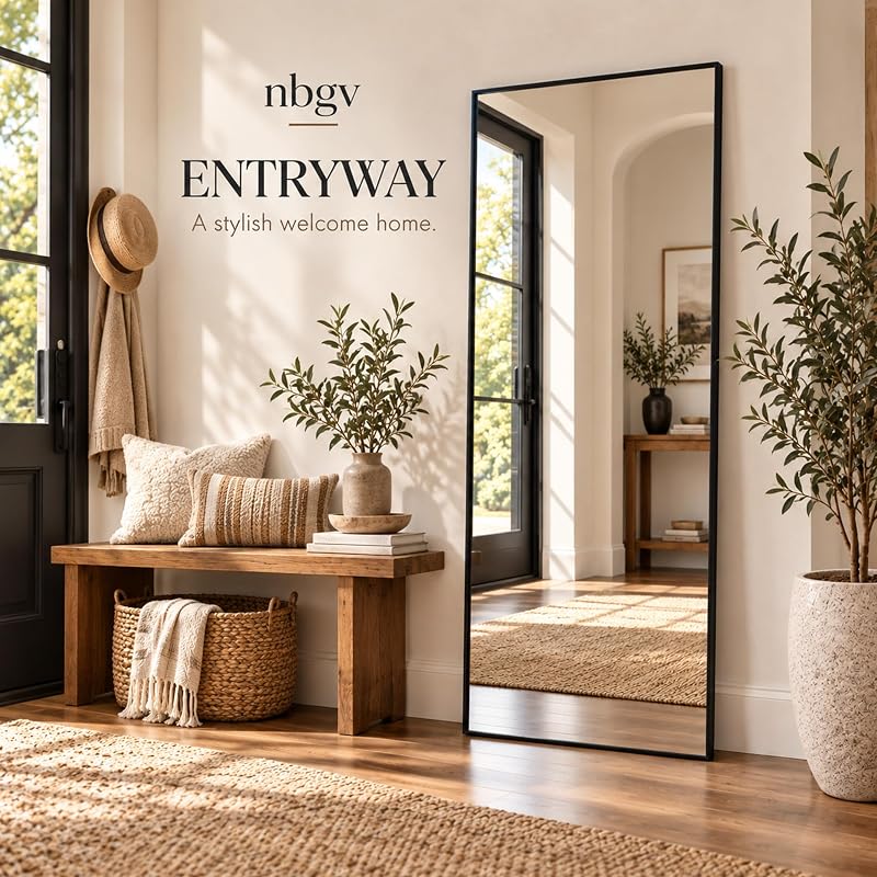 58x20 Full Length Mirror - Freestanding Floor/Wall Mount, Gold Frame
