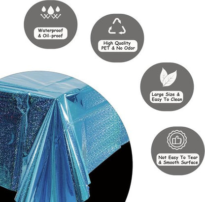 GREATRIL Blue Table Cover - Rectangle Tablecloth for Frozen & Ocean Theme Parties | 54" x 108" - 2 Packs