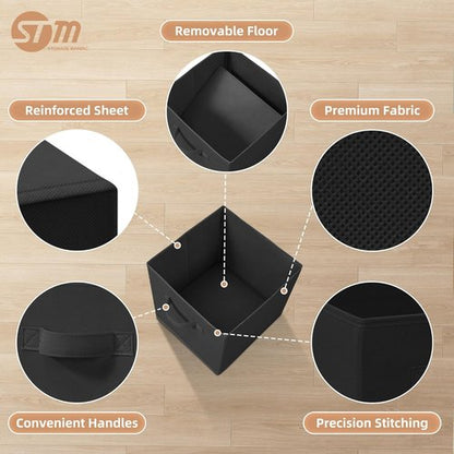 **Storage Maniac 11-Inch Collapsible Storage Cubes - Durable Fabric Bins for Organization | 8-Pack Black**