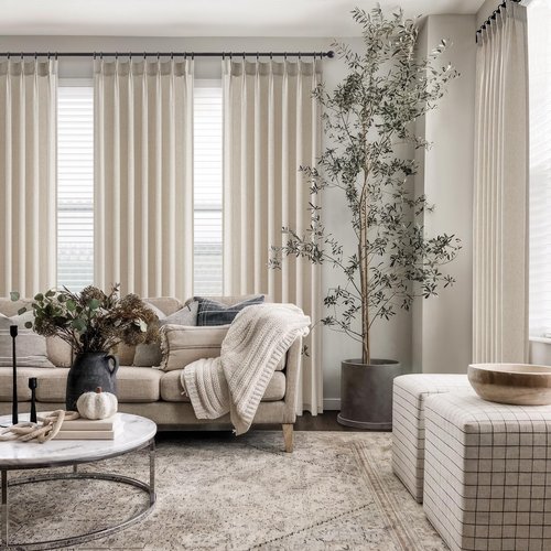 Pinch Pleated Linen Curtains 108 Inches long for Living Room 2 Panels Set Oatmeal Flax Pleat Drapes Back Tab Semi Sheer Fall Cozy Boho Ceiling to Floor 108 Inch Curtains for Bedroom Window,9FT