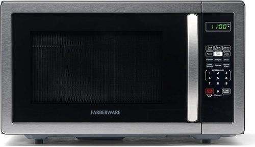 Farberware 1.1 Cu. Ft. Microwave Oven - 1000 Watts, Auto Cook, Defrost & Child Safety Lock | Stainless Steel