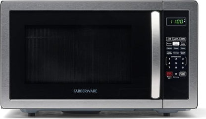 Farberware 1.1 Cu. Ft. Microwave Oven - 1000 Watts, Auto Cook, Defrost & Child Safety Lock | Stainless Steel