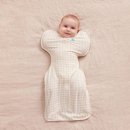 Love To Dream Swaddle UP Sleep Sack - Self-Soothing Design for Improved Sleep | 0-3 Months, 1.0 TOG, Tan Houndstooth
