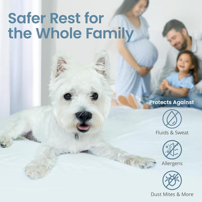SafeRest Waterproof Mattress Protector - Twin Size, Fitted Design, Machine Washable Cotton Blend