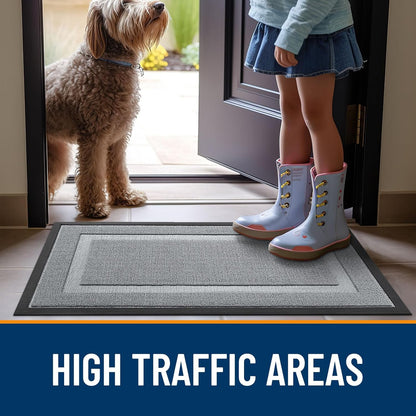 OLANLY Indoor Outdoor Front Door Mat - Waterproof All-Weather Doormat, Easy Clean, 29.5x17, Ash Gray