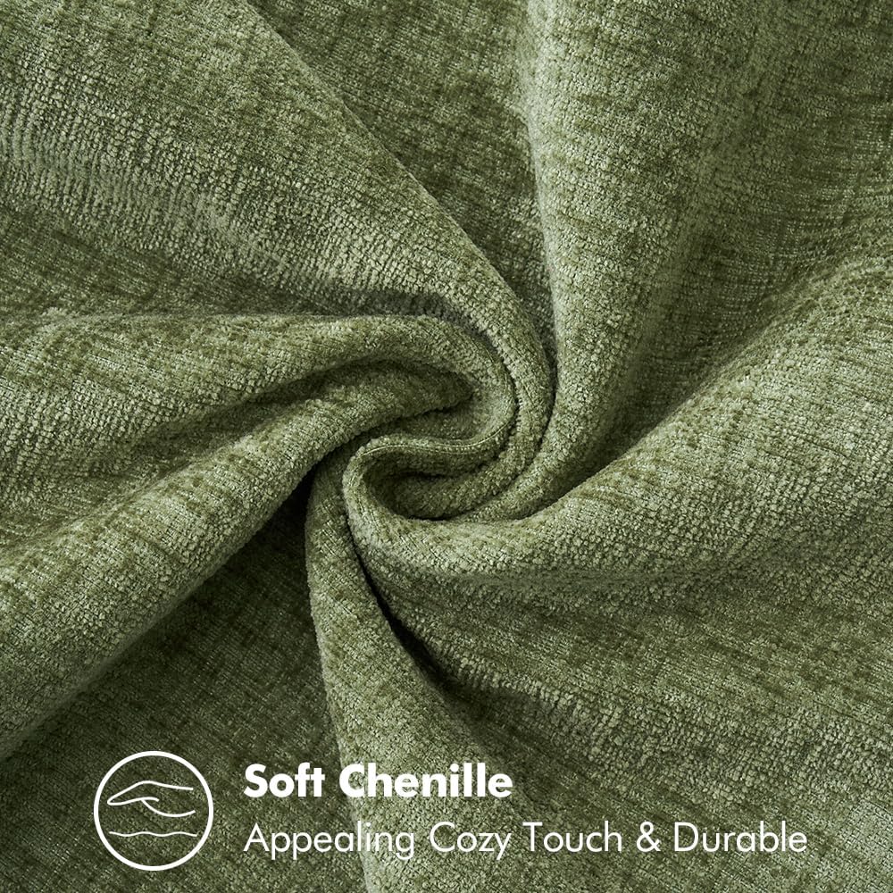 MIULEE Couch Throw Pillow Covers - 18x18 Inch Sage Green Chenille Decorative Covers for Living Room | Set of 2