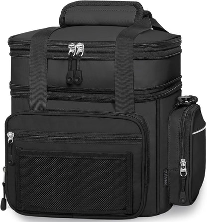 Skiennix Expandable Lunch Box Cooler Bag - Insulated Heavy-Duty Design for Men & Women | Large 15L Black Lunchbox for Work & Picnics