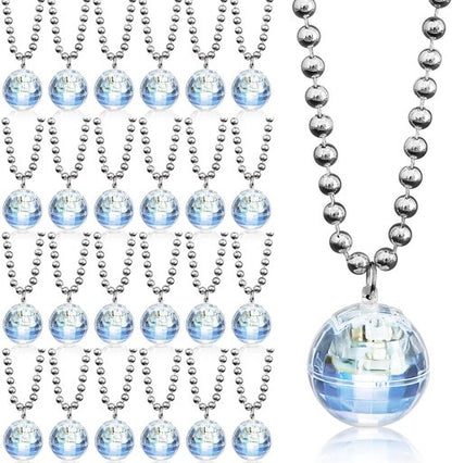 Henoyso LED Disco Ball Necklaces - 24 Pcs Colorful Light-Up Party Favors for Bachelorette & Birthdays