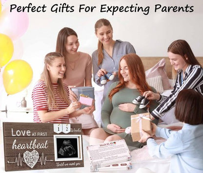 Garybank New Mom Gifts 2024- Love at First Sight Ultrasound Picture Frame, w/ Weekly Pregnancy Milestone Cards & Pregnant Activities Cards, Gender Reveal Pregnancy Gifts for Pregnant Women from Sister