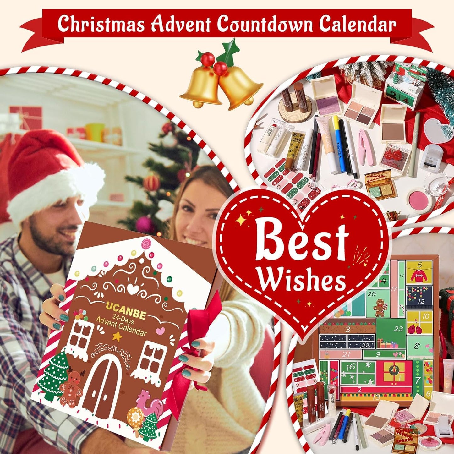 UCANBE Makeup Advent Calendar 2025 - 24 Days of Christmas Gift Sets for Women & Teens | Full Makeup Kits