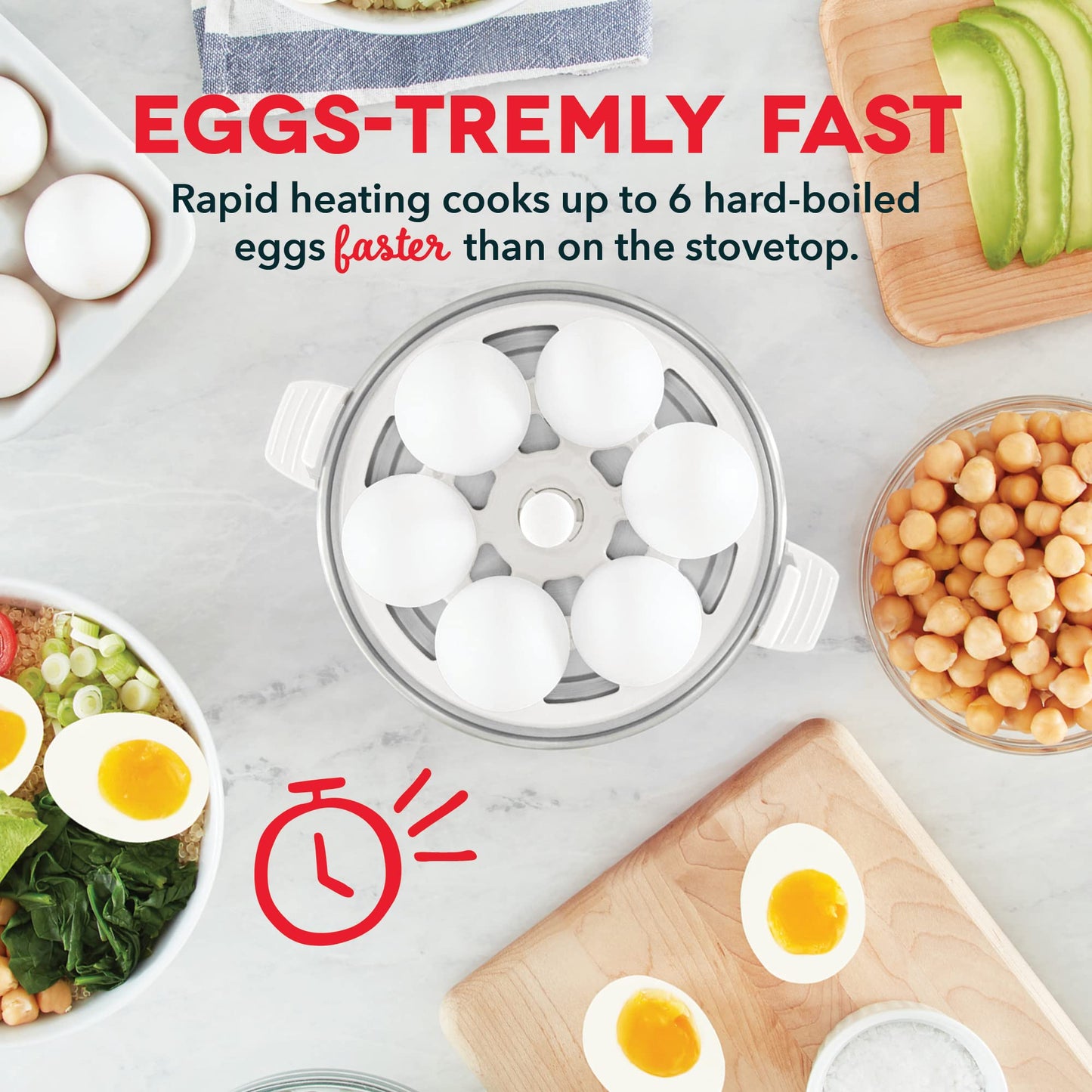 DASH Rapid Egg Cooker (DEC005WH) and DASH Mini Maker Electric Round Griddle - White