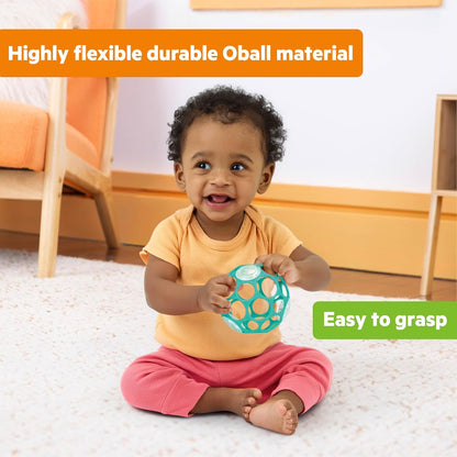 Bright Starts Oball Rattle - Easy-Grasp BPA-Free Infant Toy in Teal | 4 Inches, Newborn+